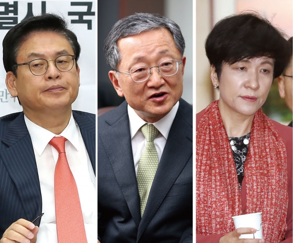 정우택·김재경 자유한국당 의원, 김영주 더불어민주당 의원(왼쪽부터) ⓒ 시사저널 박은숙·연합뉴스