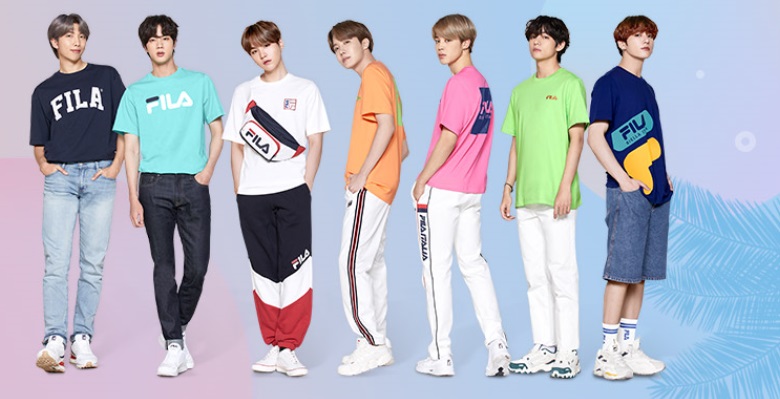 BTS와 글로벌 모델 계약을 맺은 휠라는 세계적 브랜드 인지도가 향상됐다. ⓒ휠라