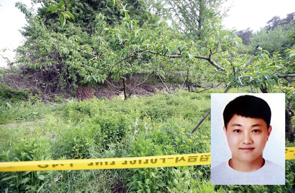 여성의 시신이 발견된 전북 완주군의 한 과수원. 오른쪽은 신상이 공개된 최신종 ⓒ연합뉴스