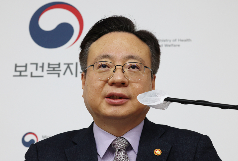 조규홍 보건복지부 장관이 19일 세종시 정부세종청사에서 열린 출입기자단 간담회에서 인사말하고 있다. ⓒ연합뉴스