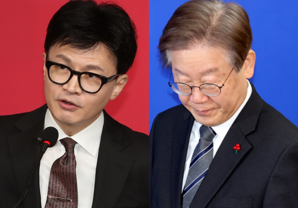 한동훈 국민의힘 비상대책위원장(왼쪽)과 이재명 더불어민주당 대표 ⓒ연합뉴스