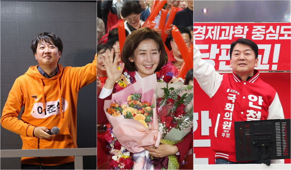 4·10 총선에서 당선이 확정된 개혁신당 이준석 경기 화성을 후보와 국민의힘 나경원 서울 동작을·안철수 경기 성남 분당갑 후보 ⓒ연합뉴스