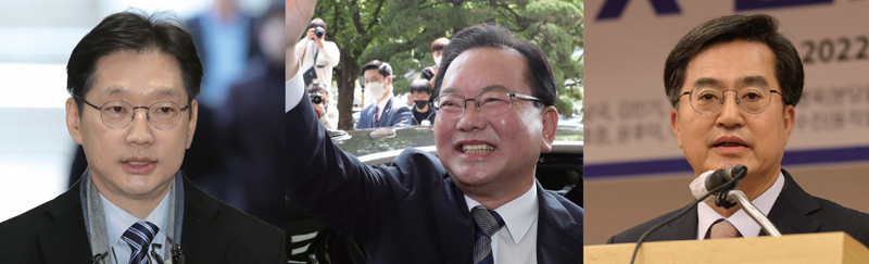 친문계가 최근 김경수 전 경남지사, 김부겸 전 총리, 김동연 경기지사(왼쪽 사진부터) 등과 접촉하며 새로운 구심점을 찾고 있다는 관측이 나온다.ⓒ연합뉴스