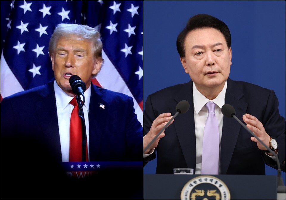 도널드 트럼프 미국 47대 대통령 당선인과 윤석열 대통령 ⓒEPA.연합·연합뉴스