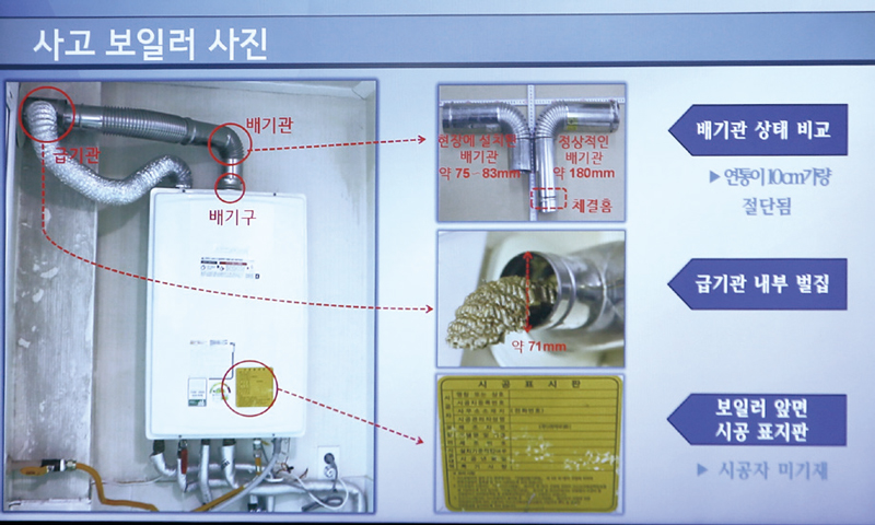 수사 결과 펜션의 보일러 배기관과 연통에서 새어나온 일산화탄소가 학생들을 덮친 것으로 드러났다. ⓒ연합뉴스