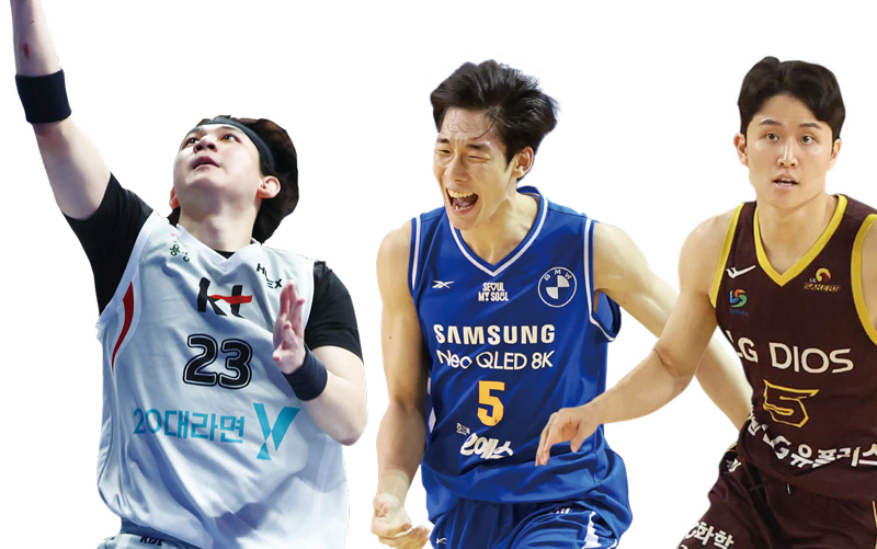 농구공과 코트 배경의 트렌디한 이미지