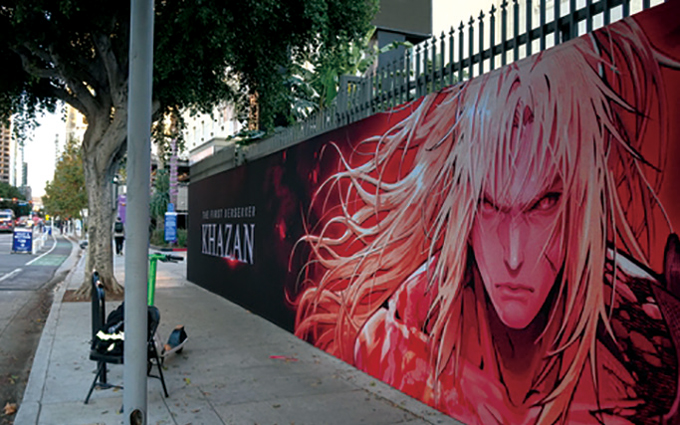 2024년 12월13일 미국 로스앤젤레스 피콕 시어터 주변 거리에 넥슨의 차기작 ‘퍼스트 버서커: 카잔’ 대형 홍보물이 붙어있다. ⓒ연합뉴스