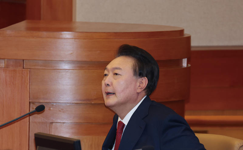 윤석열 대통령이 1월21일 서울 종로구 헌법재판소에서 열린 탄핵심판 3차 변론에 출석해 있다. ⓒ연합뉴스