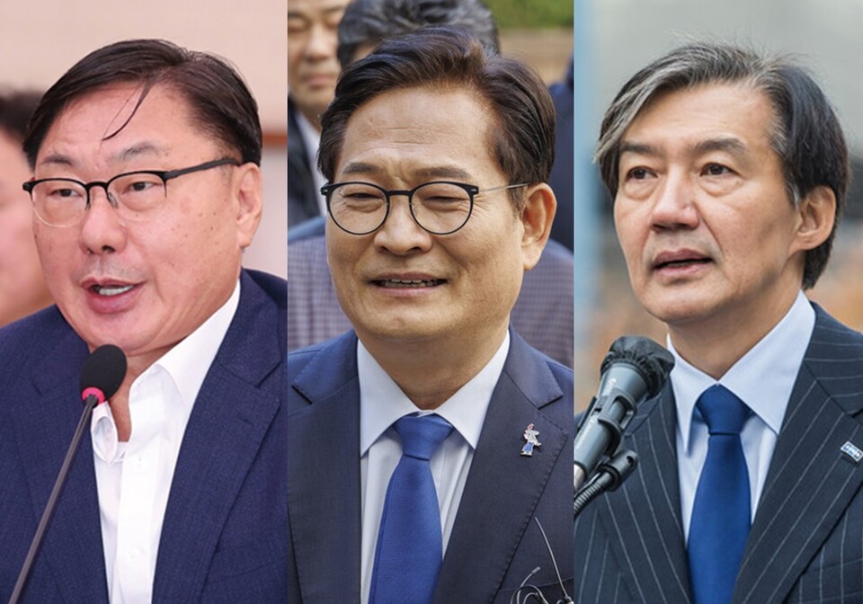 왼쪽부터 이화영 전 경기도 평화부지사, 송영길 소나무당 대표, 조국 전 조국혁신당 대표 ⓒ연합뉴스
