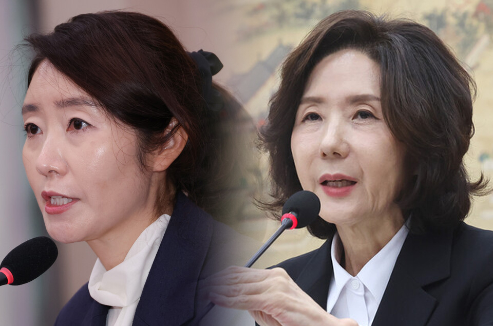 강선우 여성가족부 장관 후보자(왼쪽)와 이진숙 사회부총리 겸 교육부 장관 후보자 ⓒ연합뉴스