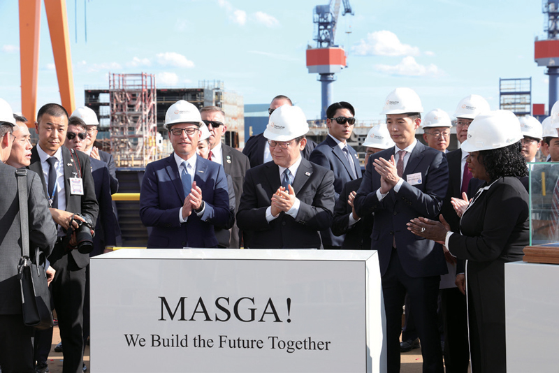 이재명 대통령이 8월26일(현지시간) 미국 필라델피아 한화 필리조선소를 방문한 모습 ⓒ연합뉴스