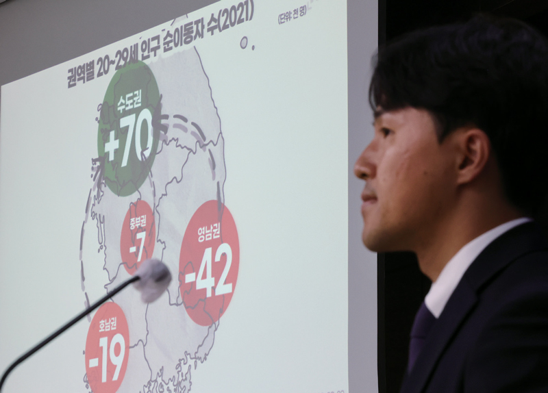 최근 수도권 인구가 전체의 51%에 육박하면서 각종 부작용도 속출하고 있다. 사진은 지방소멸을 주제로 발표 중인 한요셉 KDI 연구위원 ⓒ연합뉴스